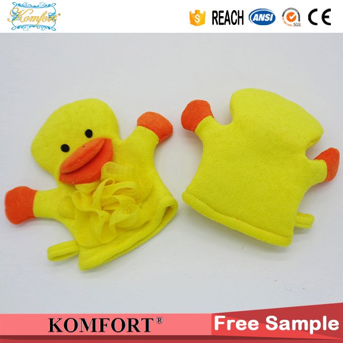 Promotion Bath Cleaning Scrubber Glove Baby Animal Duck Hand Puppet (KLB-115)