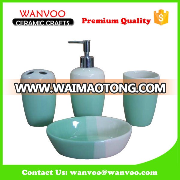 Green Cheap Ceramic Bathroom Accessories Bath Set