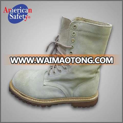 American Safety Rubber Outsole Military Leather Half Boots With Steel Toe