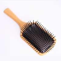 100% Bamboo Hair Brush, Square Brushes for Hair, Wood Hair Brush, Large Square Paddle Brush Wood Massage Brush with Wood Bristles, Soft Paddle Hair Brush