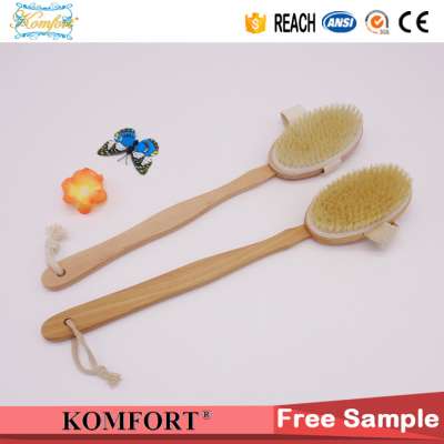 Natural Boar Bristle Wood Beard Bath Back Scrubber Dry Body Brush