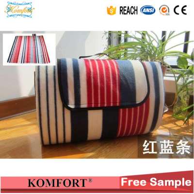 Polyester Promotional Comfortable Picnic Mat, Travel Polar Fleece Blanket with Handle