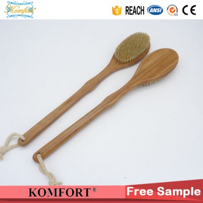 Natural Boar Bristles Dry Body Bamboo Back Scrubber SPA Brush for Skin